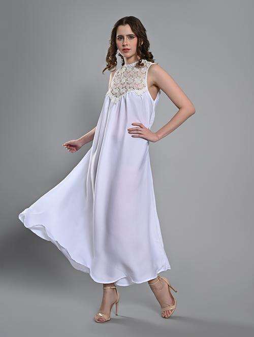 women lace detailed sleeveless fit & flare dress - 21840332 - Very Small Image - 1