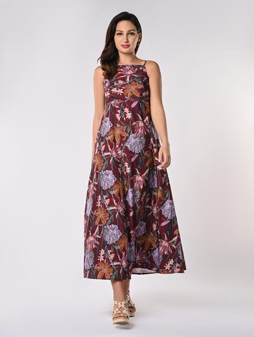 women floral print sleeveless fit & flare dress - 21840339 - Very Small Image - 1