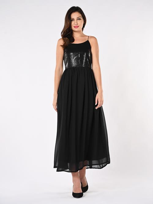 women squined shoulder strap fit & flare dress - 21840351 - Very Small Image - 1