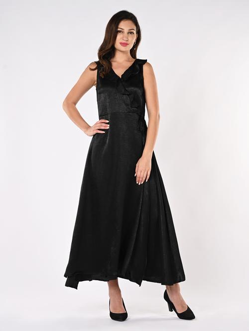 women solid sleeveless wrap dress - 21840352 - Very Small Image - 1