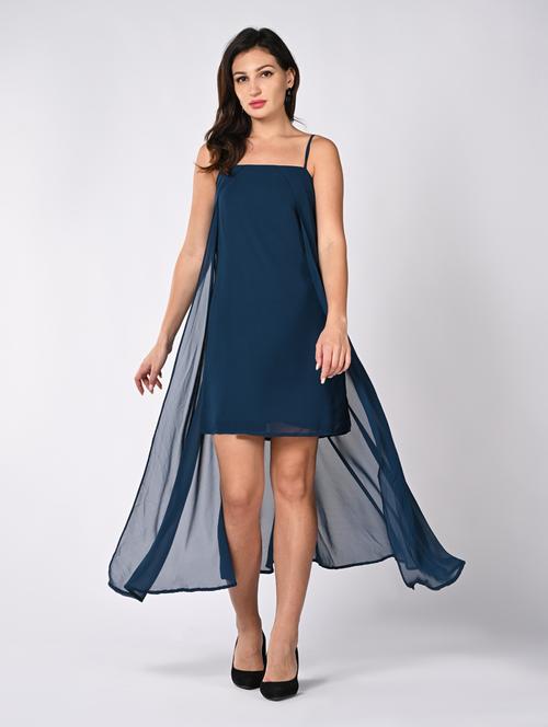 women solid shoulder strap a-line dress - 21840356 - Very Small Image - 1