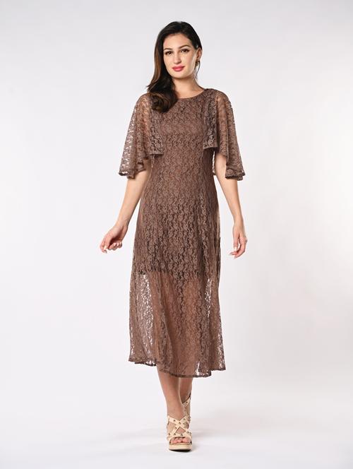 women laced flared sleeves fit & flare dress - 21840357 - Very Small Image - 1