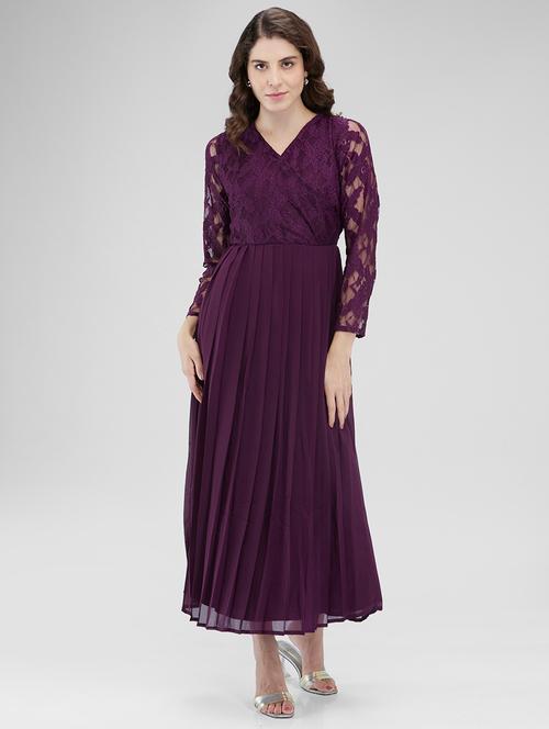 women lace detailed long sleeves fit & flare dress - 21840377 - Very Small Image - 1