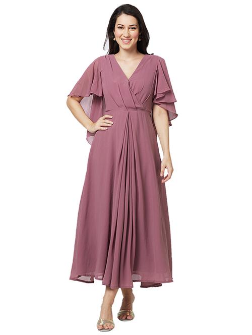 women solid flared sleeves fit & flare dress - 21840390 - Very Small Image - 1