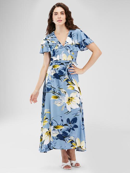 women floral print flared sleeves a-line dress - 21840396 - Very Small Image - 1