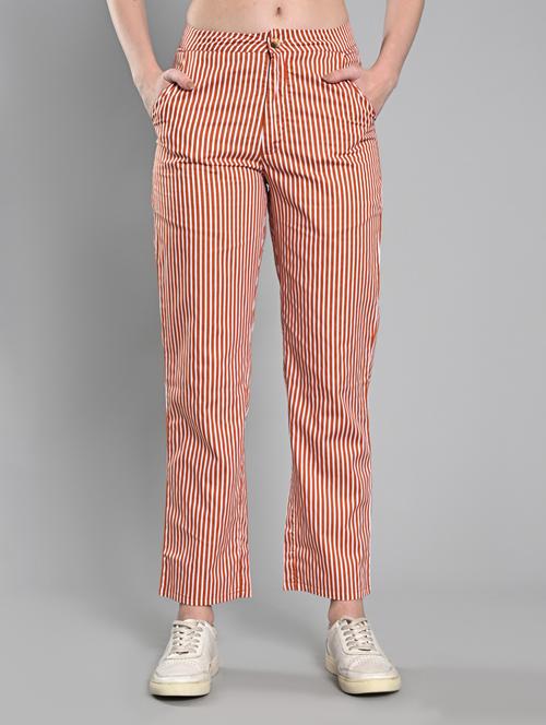 women striped mid rise straight trouser - 21840457 - Very Small Image - 1