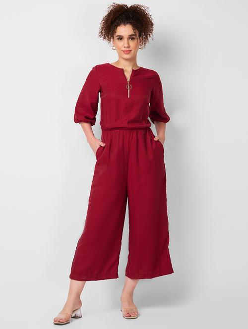 women solid round neck full length jumpsuit - 21840490 - Very Small Image - 1