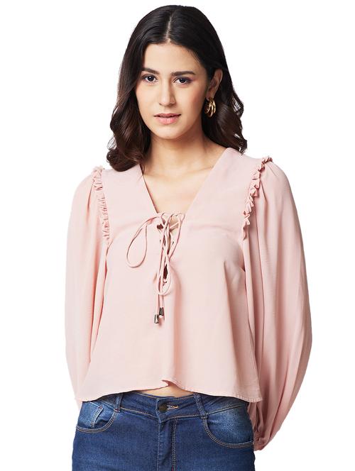 women solid puff sleeves a-line top - 21840749 - Very Small Image - 1
