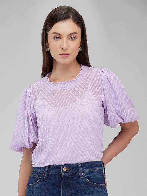women self designed puff sleeves crop top - 21840754 - Very Small Image - 1