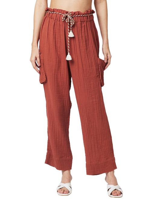 women solid high rise straight fit trouser - 21840820 - Very Small Image - 1