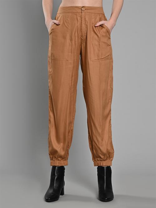 women solid high rise joggers - 21840822 - Very Small Image - 1