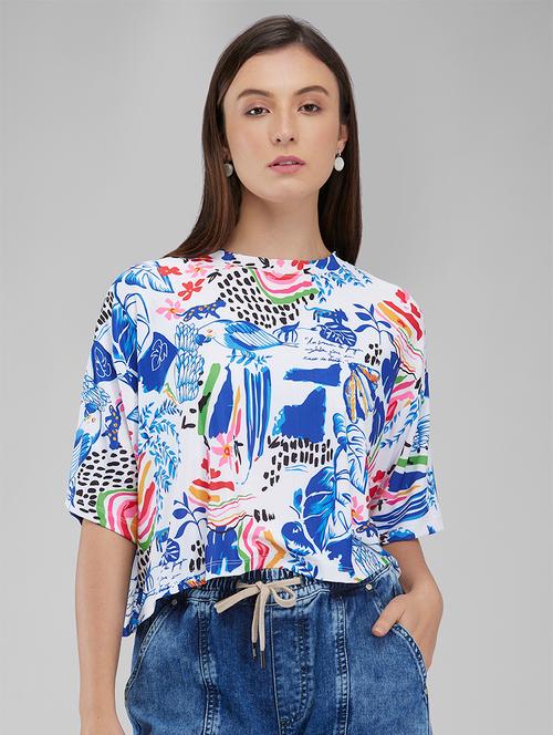 women printed short sleeves boxy t-shirt - 21840841 - Very Small Image - 1