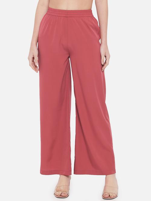 women solid high rise straight palazzo - 21840857 - Very Small Image - 1