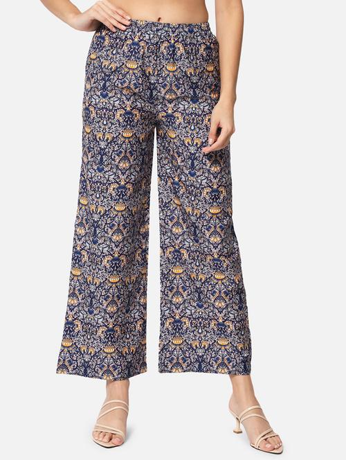 women printed high rise straight palazzo - 21840869 - Very Small Image - 1