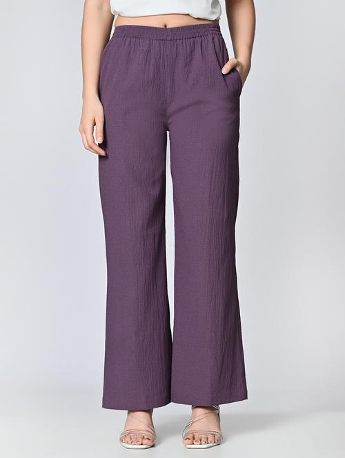 women solid mid rise straight palazzo - 21840880 - Very Small Image - 1