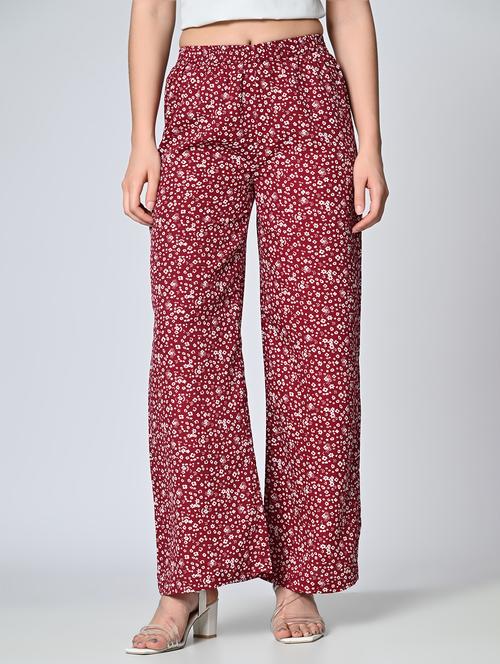 women printed high rise straight palazzo - 21840882 - Very Small Image - 1