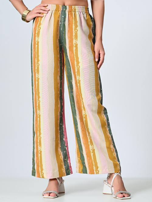 women printed high rise straight palazzo - 21840885 - Very Small Image - 1