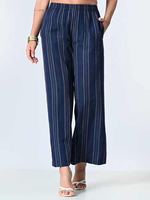 women printed mid rise straight palazzo - 21840887 - Very Small Image - 1