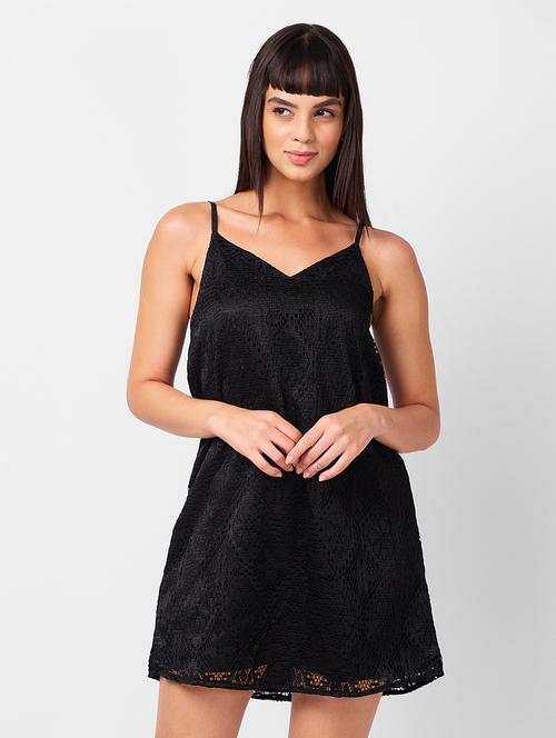 women laced shoulder strap a-line dress - 21840900 - Very Small Image - 1