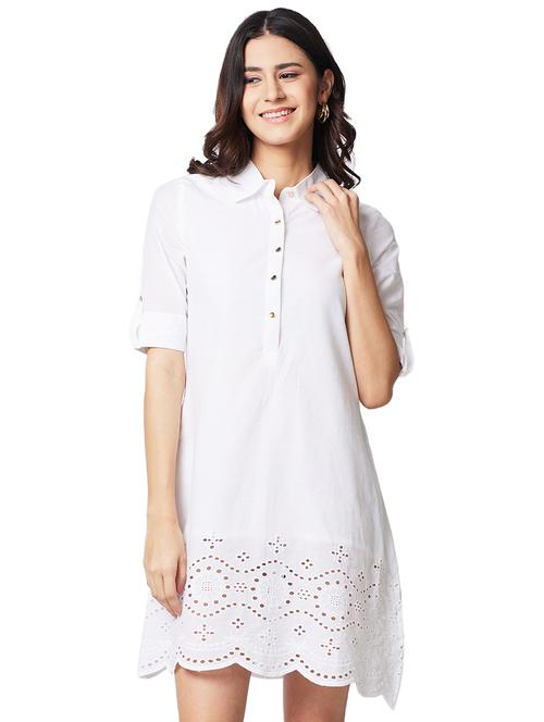 women collared schiffli shift dress - 21840911 - Very Small Image - 1
