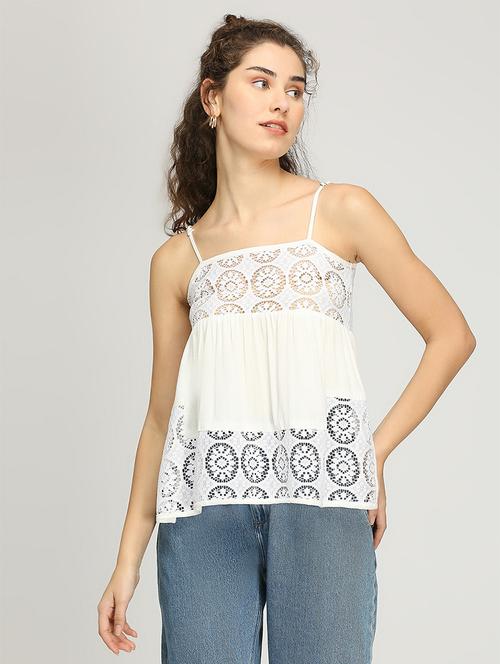women laced shoulder strap a-line top - 21840925 - Very Small Image - 1