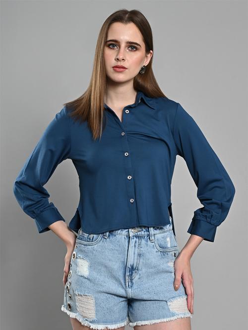 women solid long sleeve regualr fit shirt - 21840949 - Very Small Image - 1