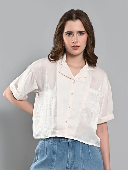 women solid lapel neck regular shirt - 21840953 - Very Small Image - 1
