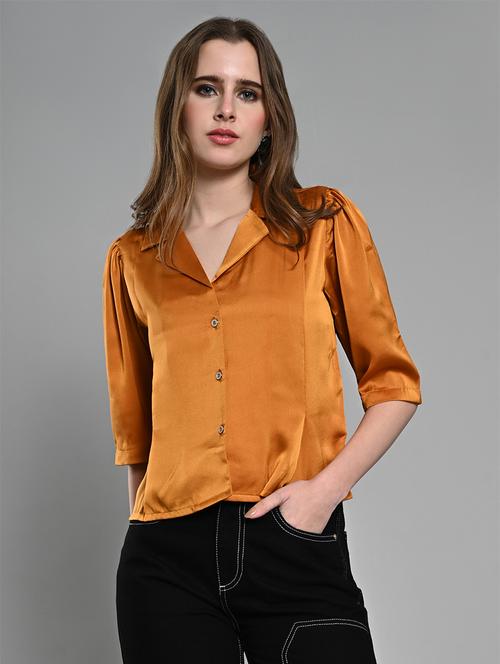women solid cuban collared regular shirt - 21840961 - Very Small Image - 1
