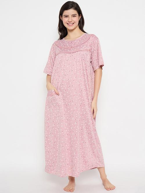 women floral printed short sleeve nighty - 21840983 - Very Small Image - 1