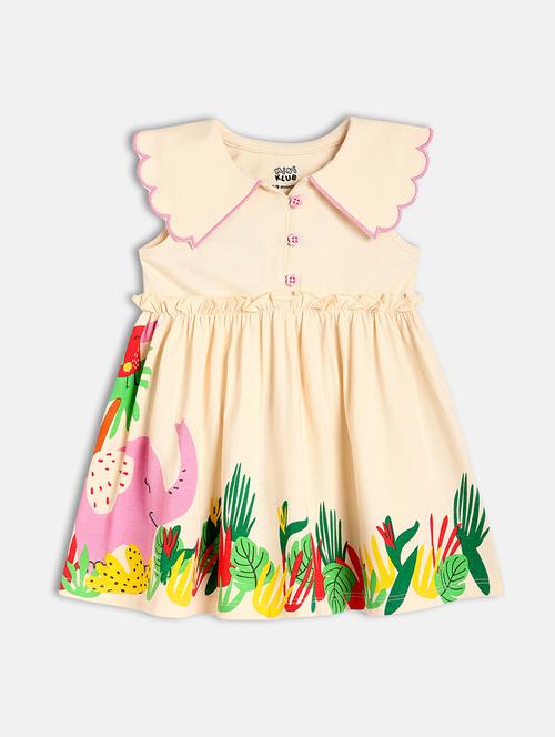 girls cream printed sleeveless frock  - 21840995 - Very Small Image - 1