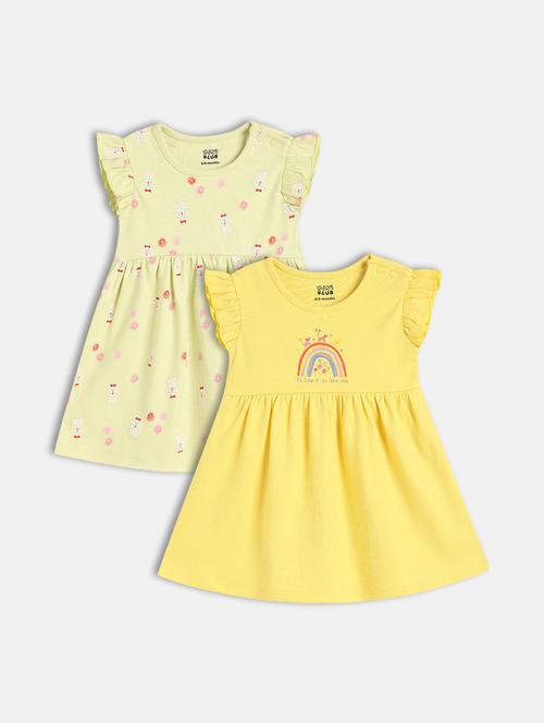 girls pack of 2 printed round neck frock - 21841002 - Very Small Image - 1