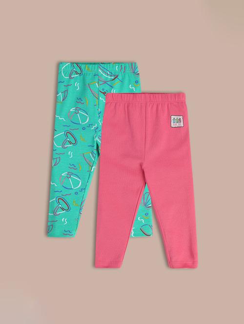 girls pack of 2 printed legging - 21841035 - Very Small Image - 1