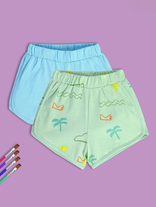kids pack of 2 printed mid rise shorts  - 21841116 - Very Small Image - 1