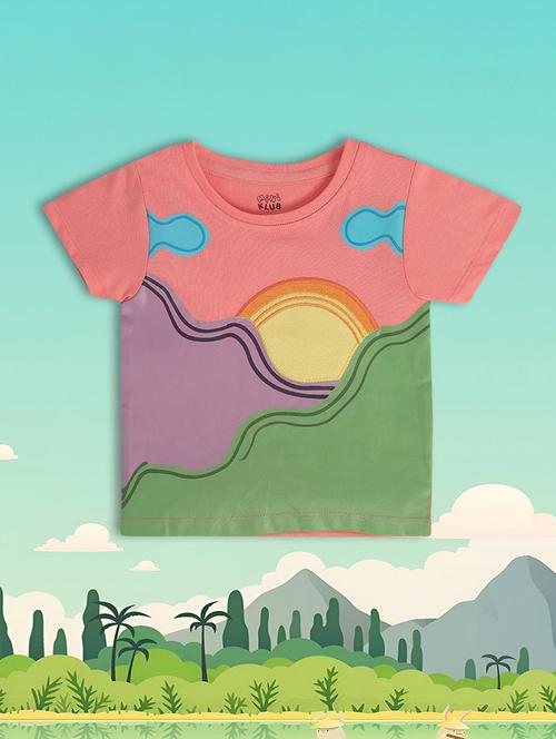 girls front print round neck t-shirt - 21841179 - Very Small Image - 1