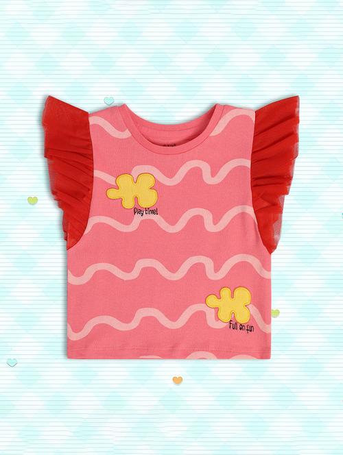 girls pink printed round neck top - 21841184 - Very Small Image - 1