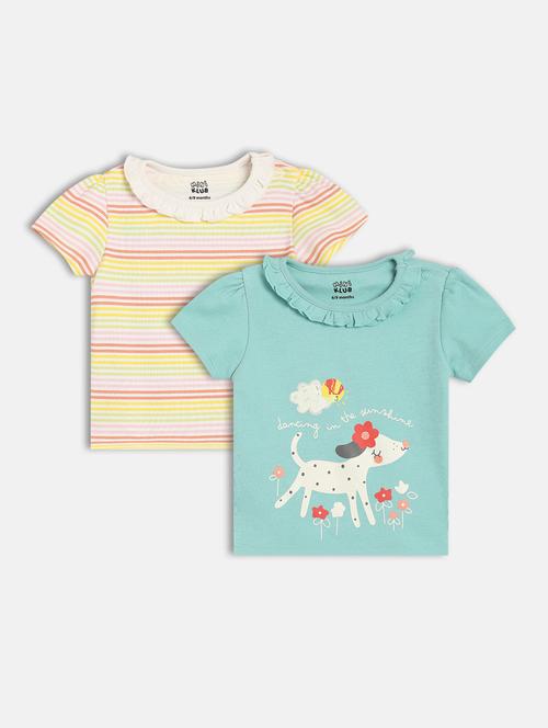 girls pack of 2 printed round neck t-shirt - 21841186 - Very Small Image - 1