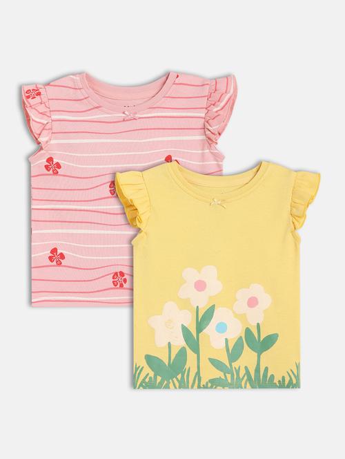 girls pack of 2 printed round neck t-shirt - 21841188 - Very Small Image - 1
