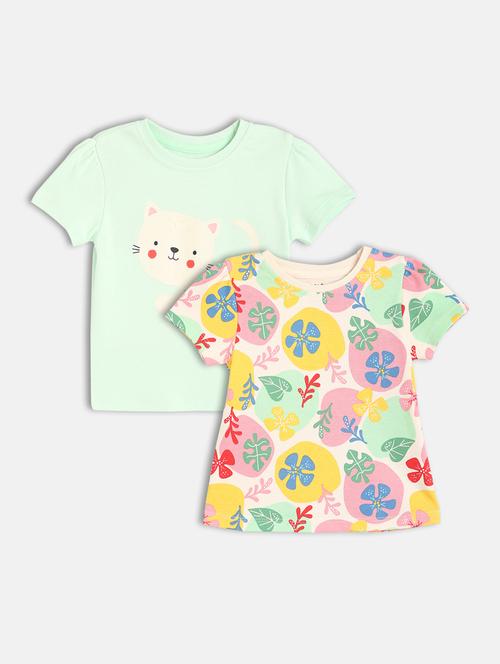 girls pack of 2 printed round neck t-shirt - 21841189 - Very Small Image - 1