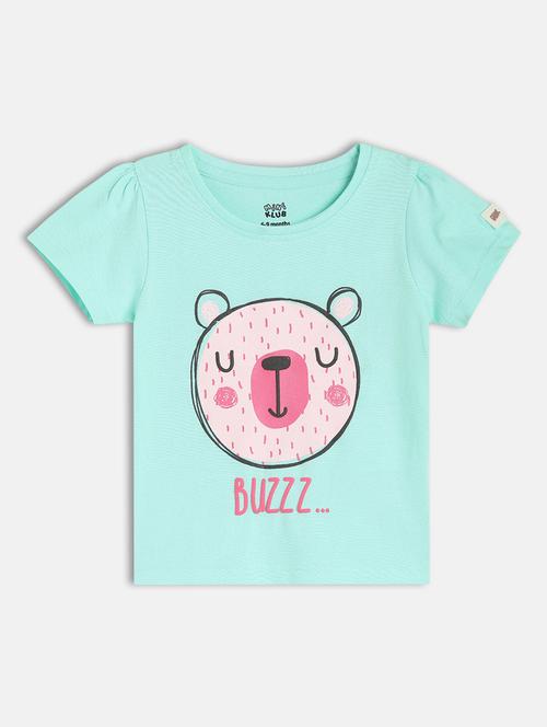 girls front print round neck t-shirt - 21841193 - Very Small Image - 1