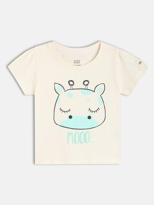 girls front print round neck t-shirt - 21841196 - Very Small Image - 1