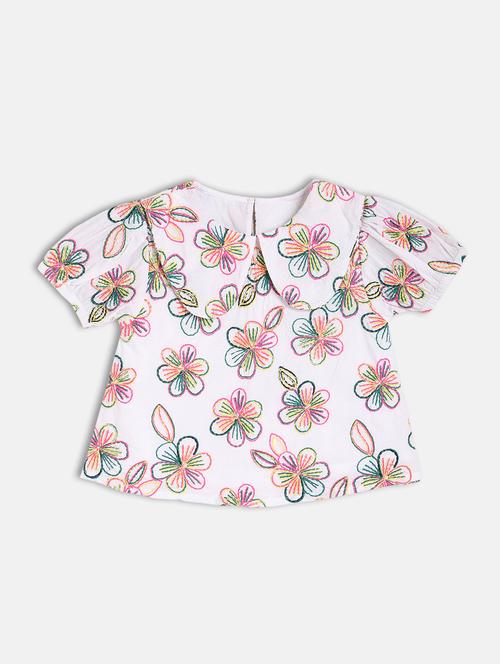 girls white floral short sleeve top - 21841199 - Very Small Image - 1