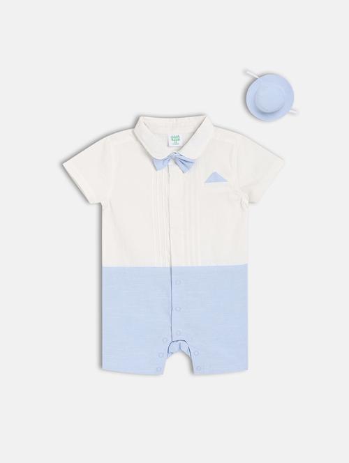 kids white color block short sleeve romper - 21841241 - Very Small Image - 1