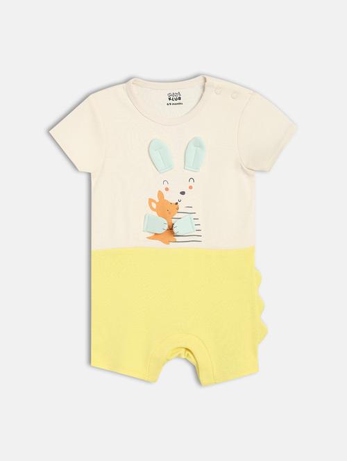 kids cream printed round neck romper - 21841250 - Very Small Image - 1