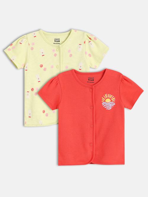 girls pack of 2 printed round neck t-shirt - 21841278 - Very Small Image - 1