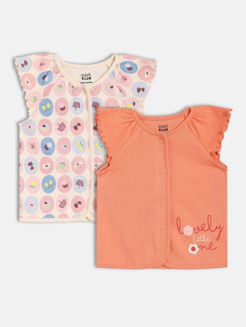 girls pack of 2 printed round neck t-shirt - 21841280 - Very Small Image - 1