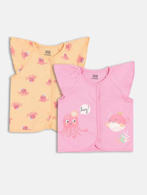 girls pack of 2 printed round neck t-shirt - 21841281 - Very Small Image - 1