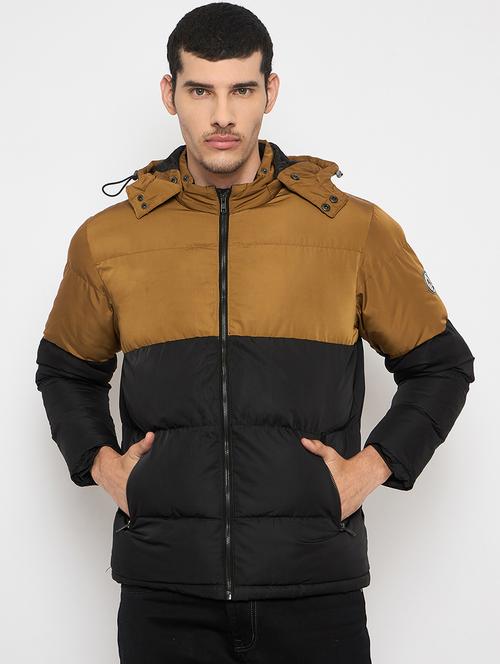 men color blocked long sleeves puffer jacket - 21841330 - Very Small Image - 1