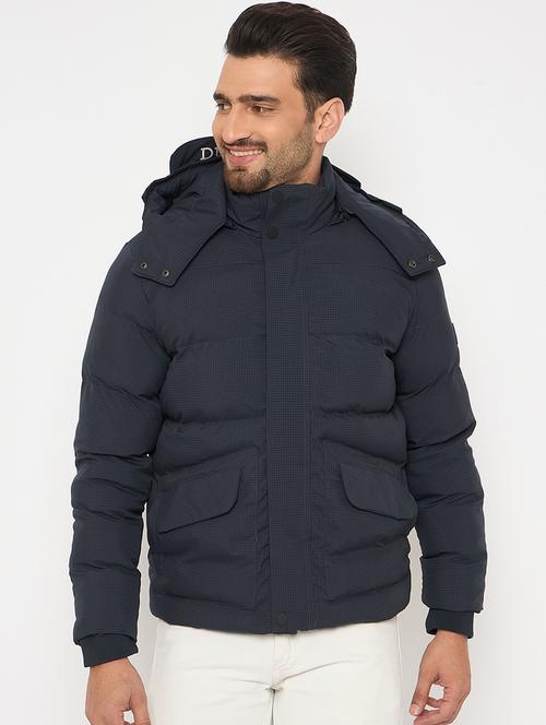 men solid long sleeves hooded puffer jacket - 21841335 - Very Small Image - 1