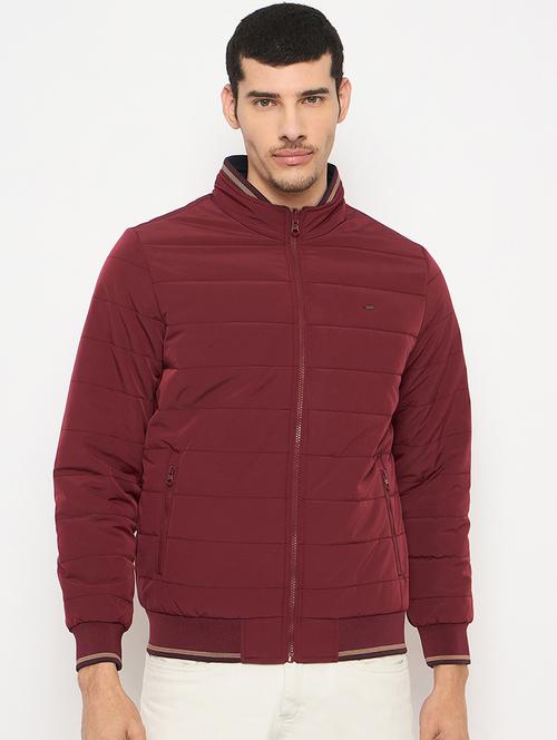 Men Maroon Solid Bomber Jacket Reversible - 21841393 - Very Small Image - 1