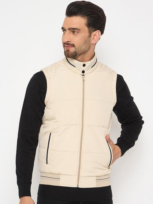 men solid sleeveless bomber jacket - 21841396 - Very Small Image - 1